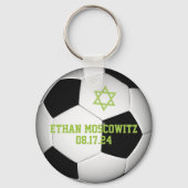 Zwart, wit Voetbal Bar Mitzvah Sleutelhanger (Voorkant)