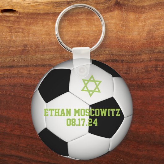 Zwart, wit Voetbal Bar Mitzvah Sleutelhanger (Achterkant)