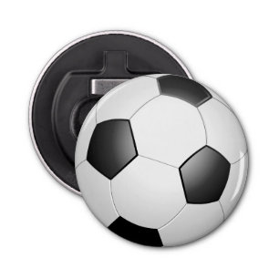 Zwart-wit Voetbal Button Flesopener