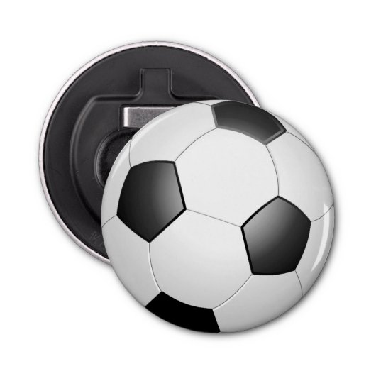 Zwart-wit Voetbal Button Flesopener (Voorkant)