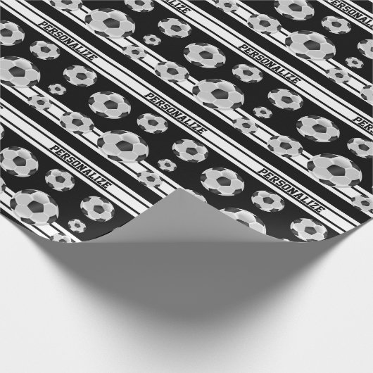 Zwart-wit Voetbal Cadeaupapier (Hoek)