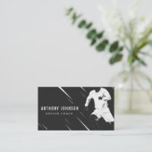 Zwart & Wit Voetbal coach Speler Masculine Cool Visitekaartje (Staand voorkant)