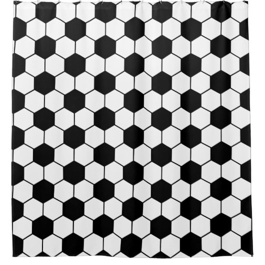 Zwart-wit Voetbal Douchegordijn (Voorkant)