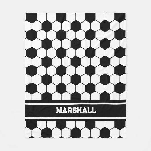 Zwart-wit Voetbal Fleece Deken (Voorkant)