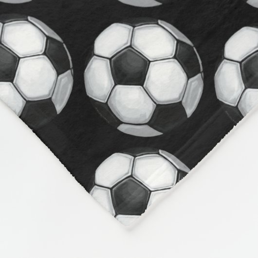 Zwart-wit Voetbal Fleece Deken (Hoek)
