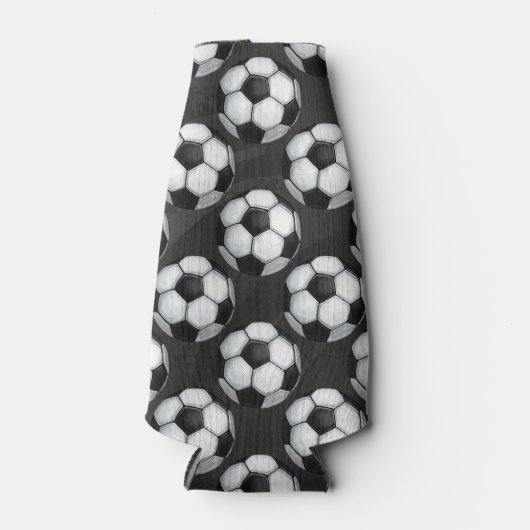 Zwart-wit Voetbal Flesjeskoeler (Voorkant)