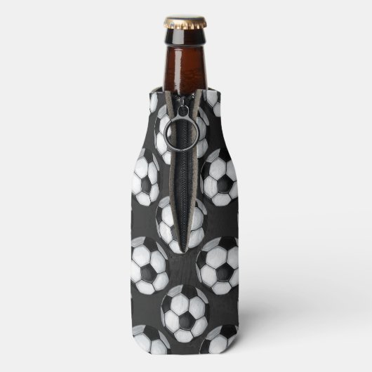 Zwart-wit Voetbal Flesjeskoeler (Fles Achterkant)