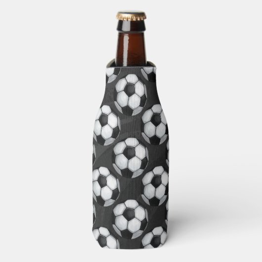 Zwart-wit Voetbal Flesjeskoeler (Fles Voorkant)