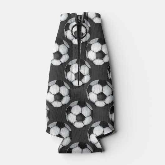 Zwart-wit Voetbal Flesjeskoeler (Achterkant)