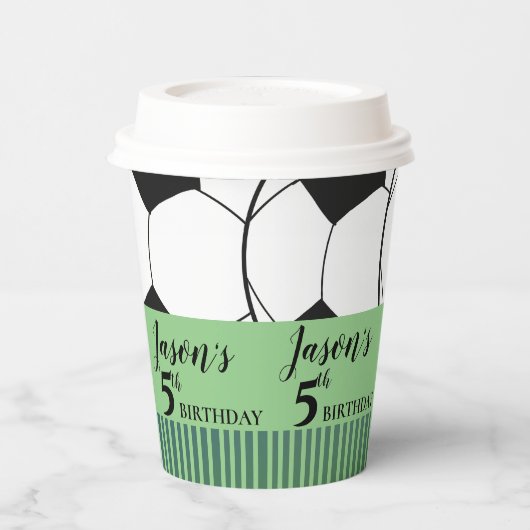 Zwart Wit Voetbal Football Kids Verjaardagsfeestje Papieren Bekers (Links)