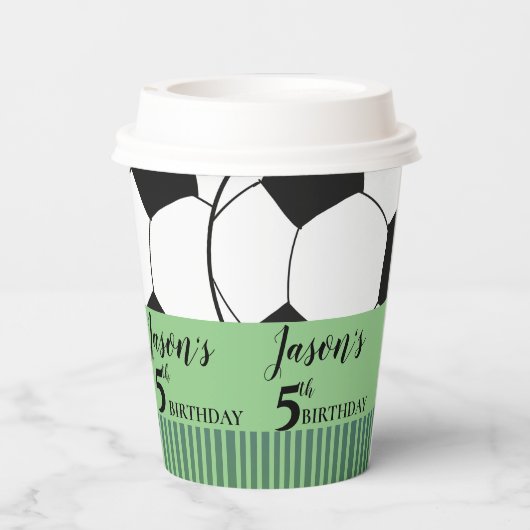 Zwart Wit Voetbal Football Kids Verjaardagsfeestje Papieren Bekers (Achterkant)
