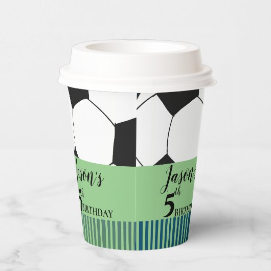 Zwart Wit Voetbal Football Kids Verjaardagsfeestje Papieren Bekers (Rechts)