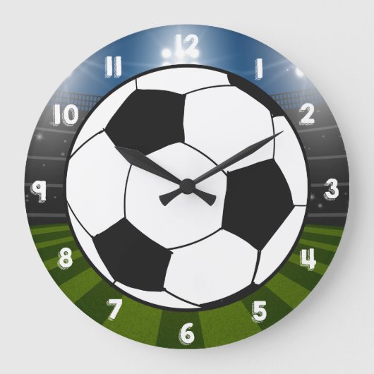 Zwart Wit Voetbal Football Stadion Sport Grote Klok (Voorkant)