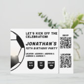 Zwart-wit Voetbal Football Thema Uitnodiging (Staand voorkant)