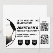 Zwart-wit Voetbal Football Thema Uitnodiging (Voorkant / Achterkant)