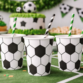 Zwart-wit Voetbal Geometric Patroon Papieren Bekers