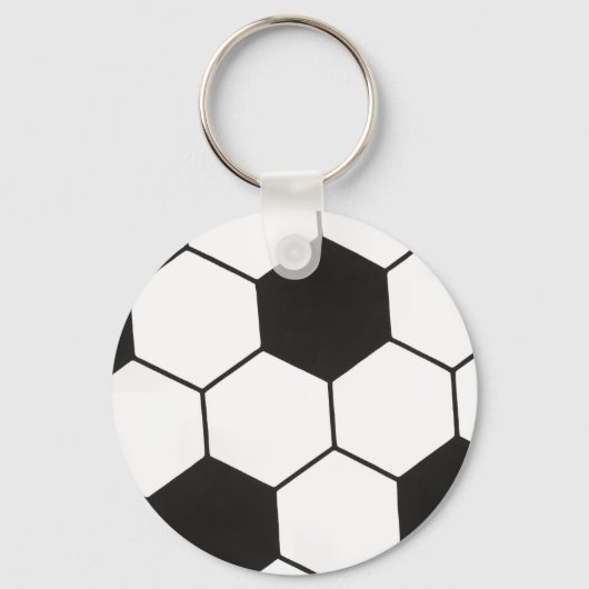 Zwart-wit Voetbal Geometric Patroon  Sleutelhanger (Voorkant)