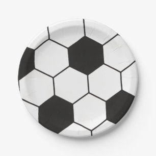 Zwart Wit Voetbal Geometrisch Patroon Papieren Bordje