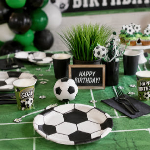 Zwart Wit Voetbal Geometrisch Patroon Papieren Bordje