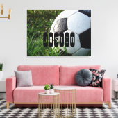 Zwart-wit Voetbal in groene gras Canvas Afdruk (Insitu (Woonkamer))