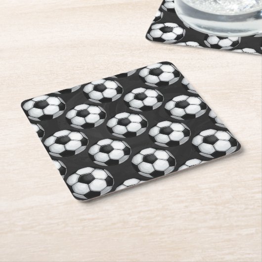 Zwart-wit Voetbal Kartonnen Onderzetters (Schuin)