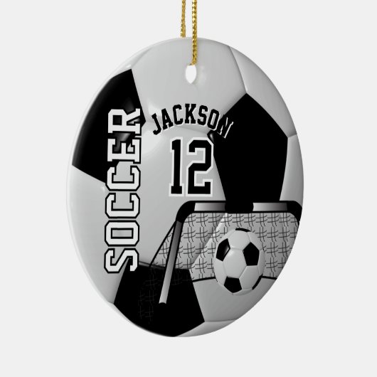 Zwart-wit Voetbal ⚽ Keramisch Ornament (Rechts)