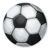 Zwart-wit Voetbal Keramische Knop (Voorkant)
