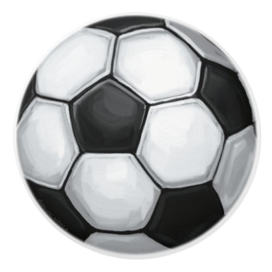 Zwart-wit Voetbal Keramische Knop (Voorkant)