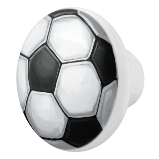 Zwart-wit Voetbal Keramische Knop (Rechts)