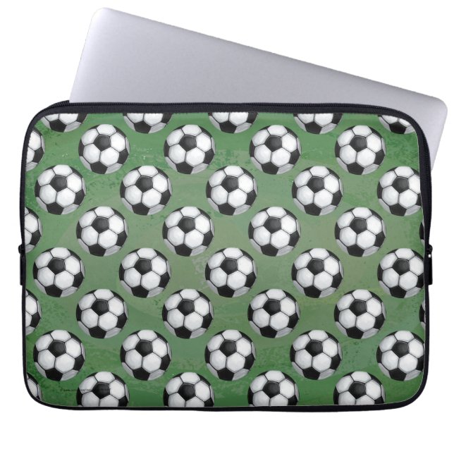 Zwart-wit Voetbal Laptop Sleeve (Voorkant)