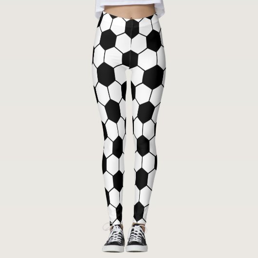 Zwart-wit Voetbal Leggings (Voorkant)