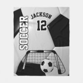 Zwart-wit Voetbal met DIY-tekst Fleece Deken (Voorkant)