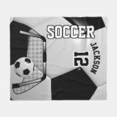 Zwart-wit Voetbal met DIY-tekst Fleece Deken (Voorkant (Horizontaal))