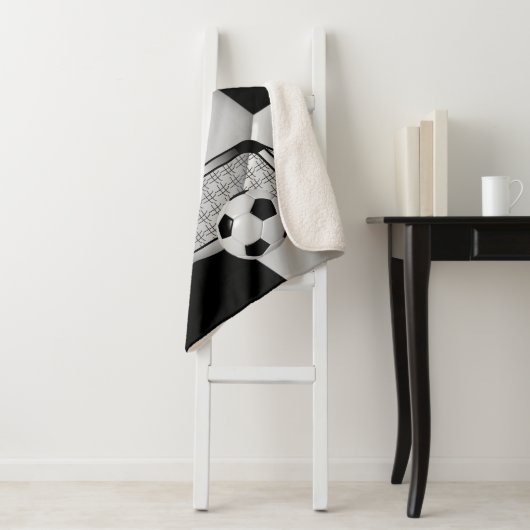 Zwart-wit Voetbal met DIY-tekst Sherpa Deken (In situ)