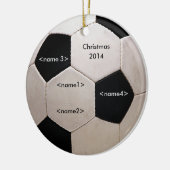 Zwart-wit Voetbal met namen Keramisch Ornament (Links)