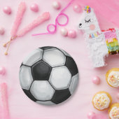 Zwart-wit Voetbal Papieren Bordje (Feest)