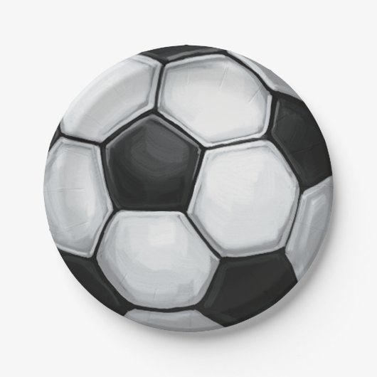 Zwart-wit Voetbal Papieren Bordje (Voorkant)