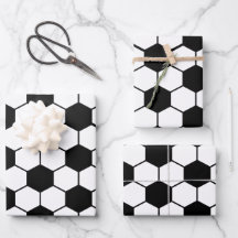 Zwart-wit Voetbal Patroon Wrapping Paper