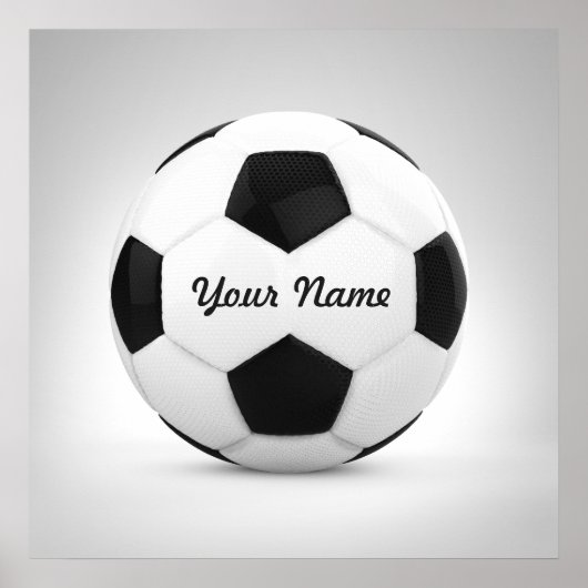 Zwart-wit Voetbal Persoonlijke Naam Poster (Voorkant)