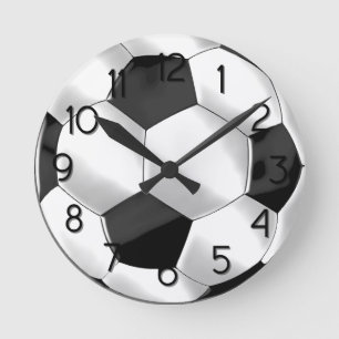 Zwart-wit voetbal ronde klok