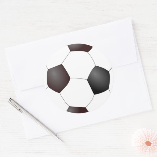 Zwart-wit voetbal ronde sticker (Envelop)