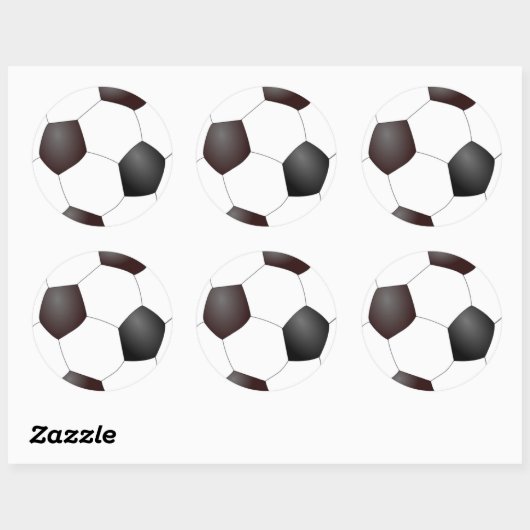 Zwart-wit voetbal ronde sticker (Vel)