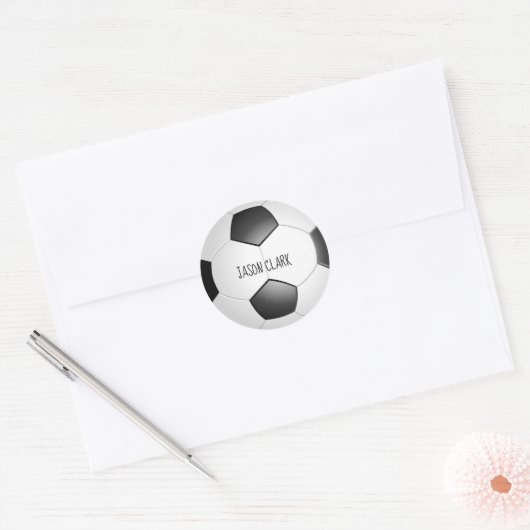 zwart-wit voetbal ronde sticker (Envelop)