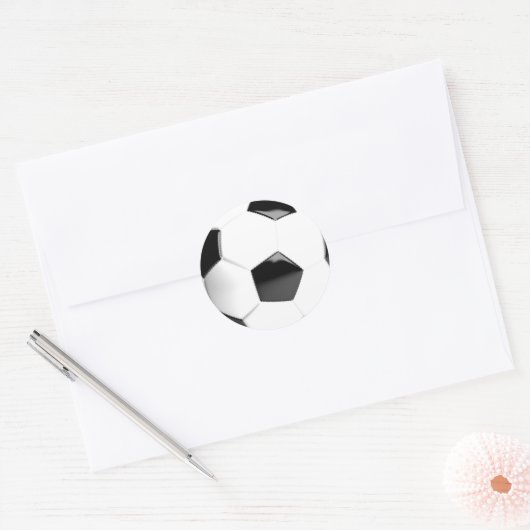 Zwart-wit Voetbal Ronde Sticker (Envelop)