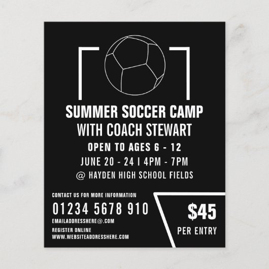 Zwart-wit Voetbal, Soccer Camp Adverteren Flyer (Voorkant)