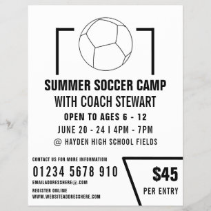 Zwart-wit Voetbal, Soccer Camp Adverteren Flyer