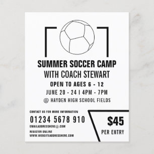 Zwart-wit Voetbal, Soccer Camp Adverteren Flyer