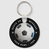 Zwart-wit Voetbal Sport Team Ronde Sleutelhanger (Voorkant)