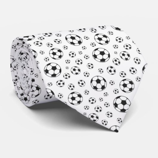 Zwart-wit Voetbal Voetbal Bal Patroon Stropdas (Opgerold)