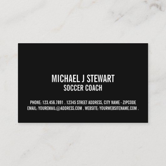 Zwart-wit Voetbal, voetganger/coach/Ref Visitekaartje (Achterkant)